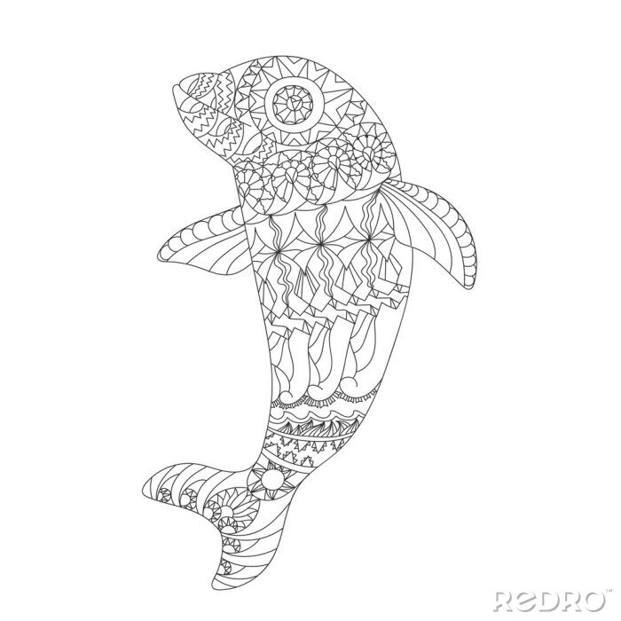 Sticker Patterned dolfijn zentanglestijl