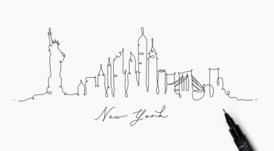 Pen line silhouette new york