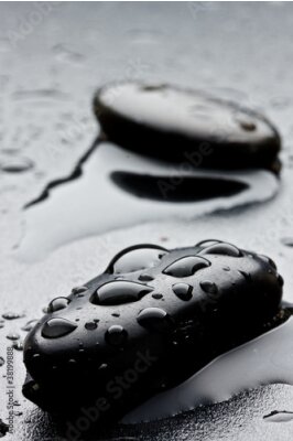 Sticker pietra nera con gocce d'acqua