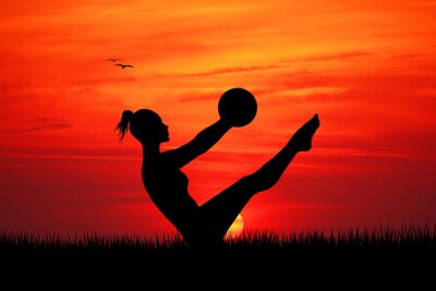 Sticker Pilates bij zonsondergang