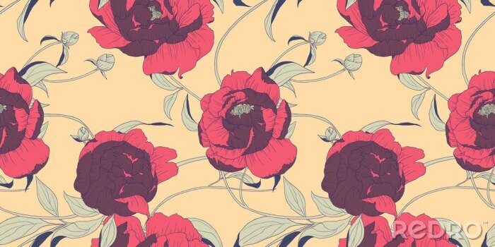 Sticker Pioenrode en bordeauxrode tinten