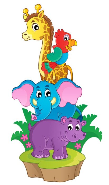 Sticker Piramide van kleurrijke Afrikaanse dieren