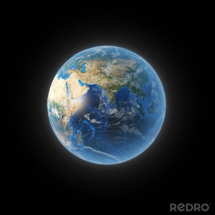 Sticker Planeet Aarde op een zwarte achtergrond