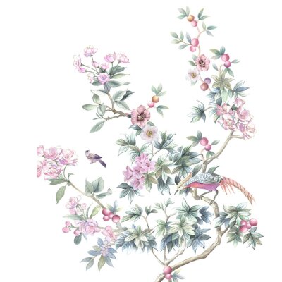 Sticker Plantenornament in chinoiseriestijl