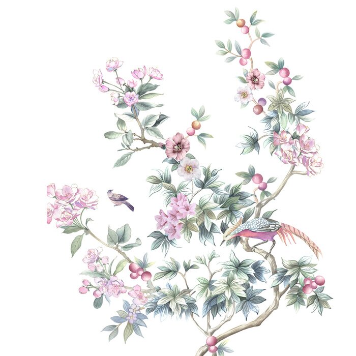 Sticker Plantenornament in chinoiseriestijl