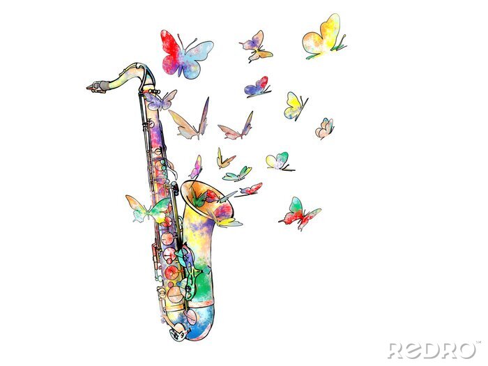 Sticker Playng een magische muziek op saxofoon