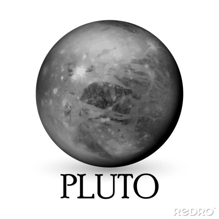 Sticker Pluto in grijze kleurenafbeeldingen