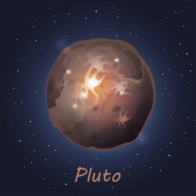 Sticker Pluto onder de sterren eenvoudige afbeelding