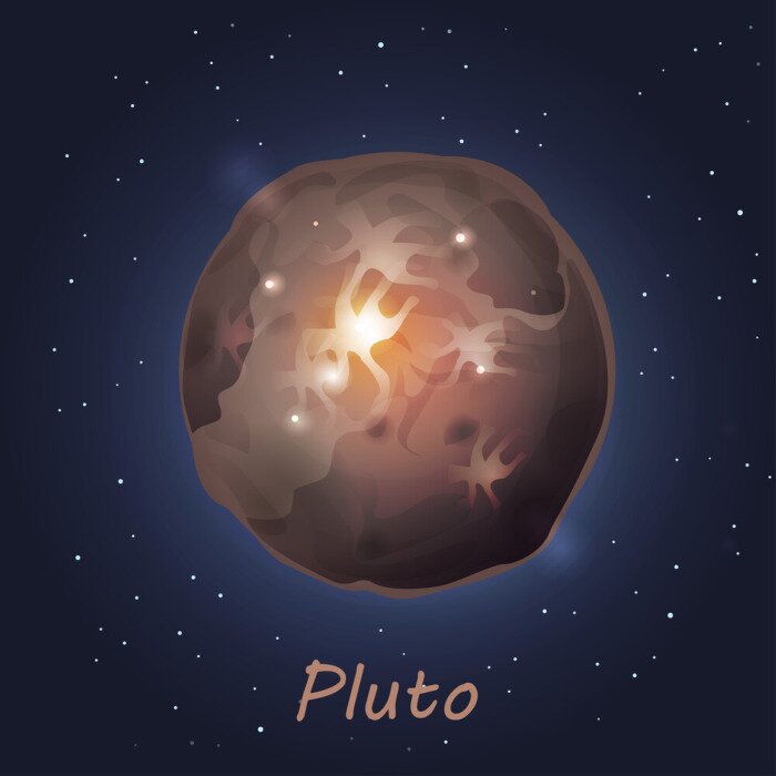 Sticker Pluto onder de sterren eenvoudige afbeelding