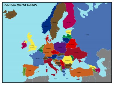 Sticker Politieke Kaart van Europa