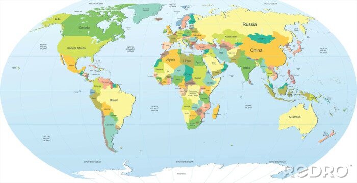 Sticker Politieke wereldkaart in groen