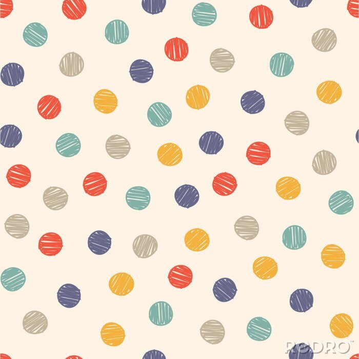 Sticker polka dot doodle seamless pattern