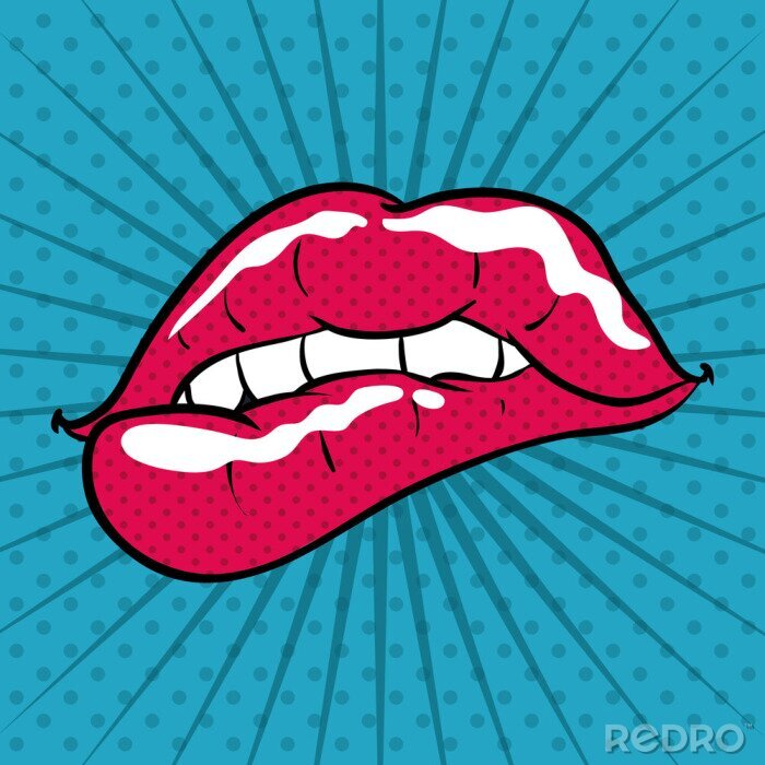 Sticker Pop art roze lippen