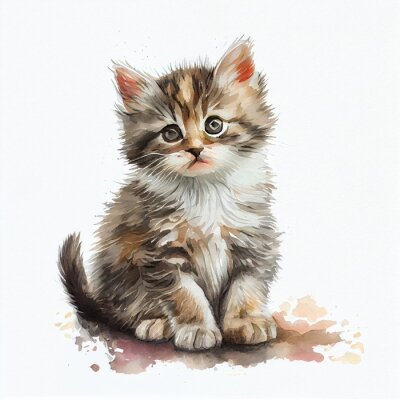 Sticker Portret van een grijze kitten
