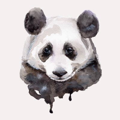 Sticker Portret van een panda in aquarel