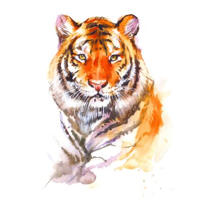 Sticker Portret van een waardige tijger
