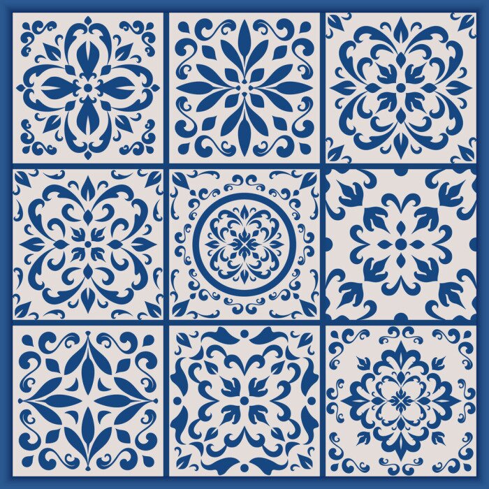 Sticker Portugese tegels met azulejo ornamenten