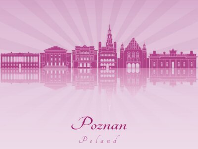 Sticker Poznan skyline in purple radiant orchid