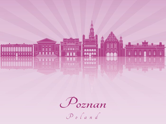 Sticker Poznan skyline in purple radiant orchid