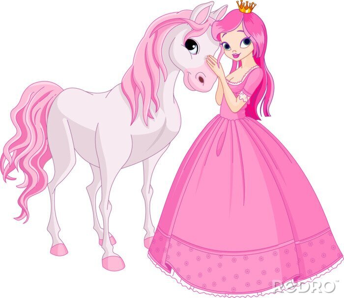 Sticker Prinses met een paard