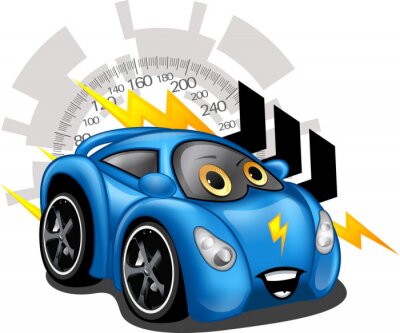 Sticker Raceauto op de achtergrond van de snelheidsklok