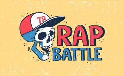 Sticker Rap battle logo with a skull in a baseball cap