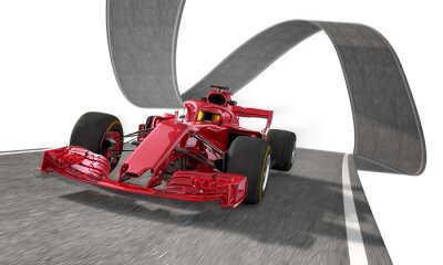 Sticker red f1 racecar on a wired track 1