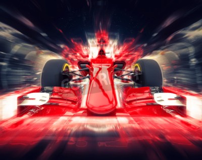 Sticker Red formula one car - colorful super zoom effect