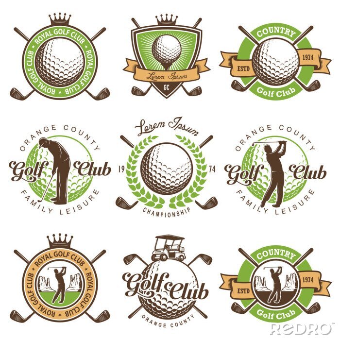 Sticker Reeks uitstekende golf emblemen