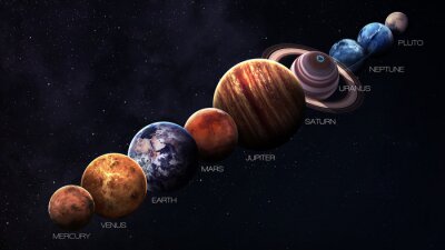 Regeling van planeten op een zwarte achtergrond