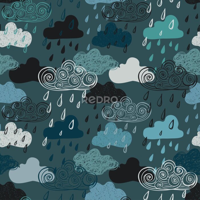 Sticker Regen wolken patroon