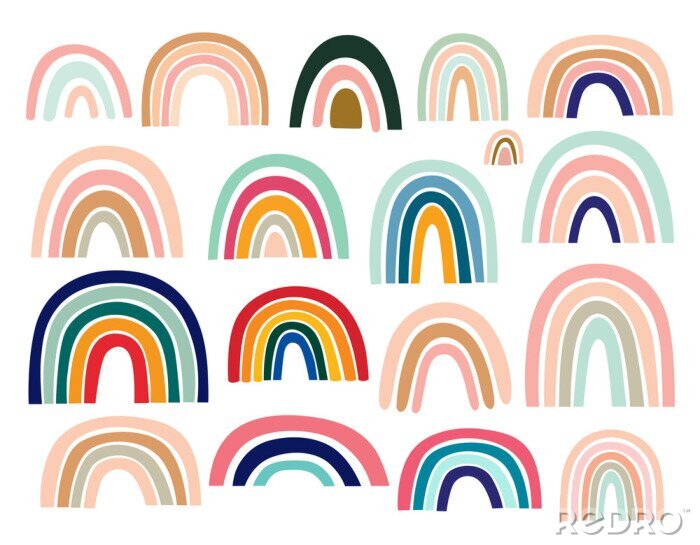 Sticker Regenboog - set in pastelkleuren