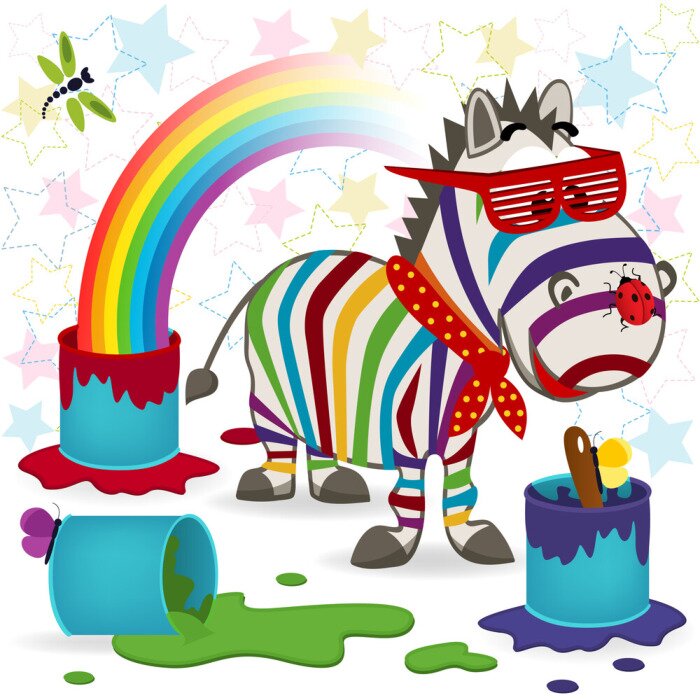 Sticker regenboog zebra