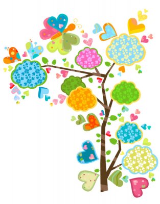 Sticker Regenboogboom met kleurrijke sierafbeeldingen