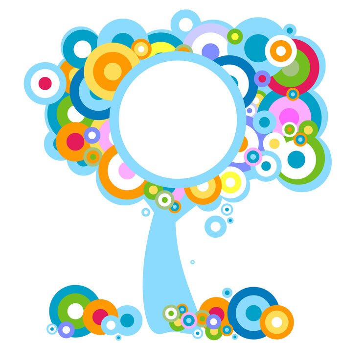 Sticker Regenboogboom samengesteld uit kleurrijke cirkels