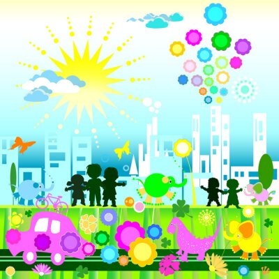 Sticker Regenboogstad en haar inwoners