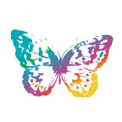 Sticker Regenboogvlinder op witte achtergrond