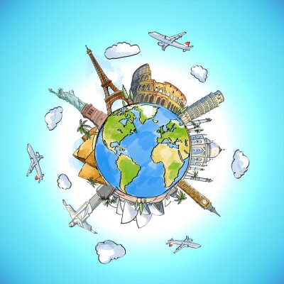 Sticker reizen achtergrond