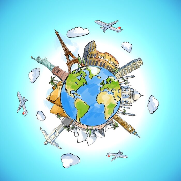 Sticker reizen achtergrond