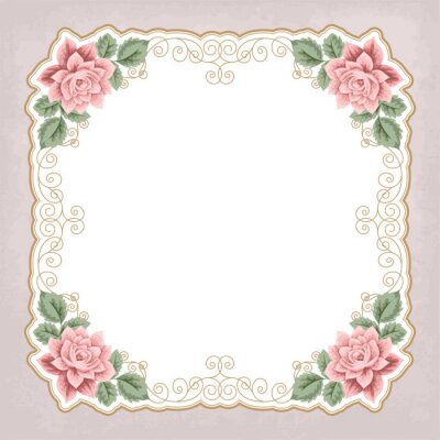 Sticker Retro achtergrond met rozen
