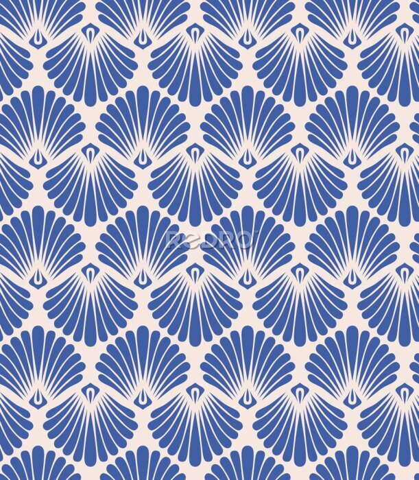 Sticker Retro blauwe schelpen