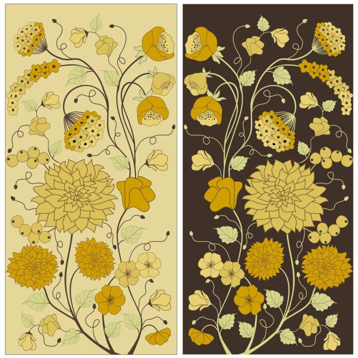 Sticker Retro bloemen in twee rechthoeken