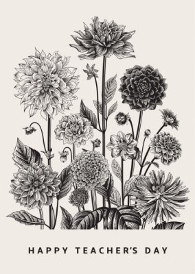 Retro bloemenkaart voor de Dag van de Leraar