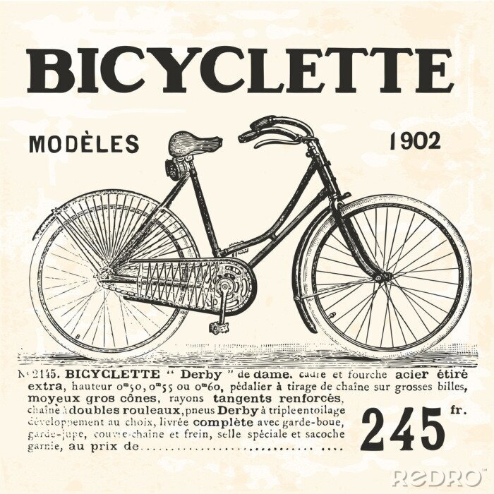 Sticker Retro fiets voor vrouwen