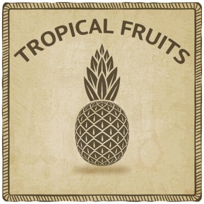 Sticker Retro graphics met ananas en letters
