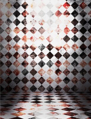 Retro kamer in rode en zwarte kleuren