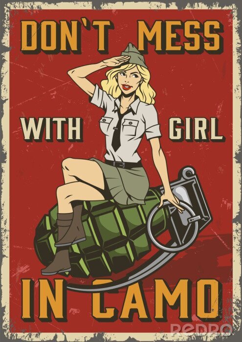 Sticker Retro military colorful poster