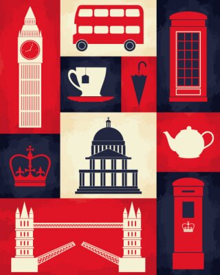 Sticker Retro Poster van Londen