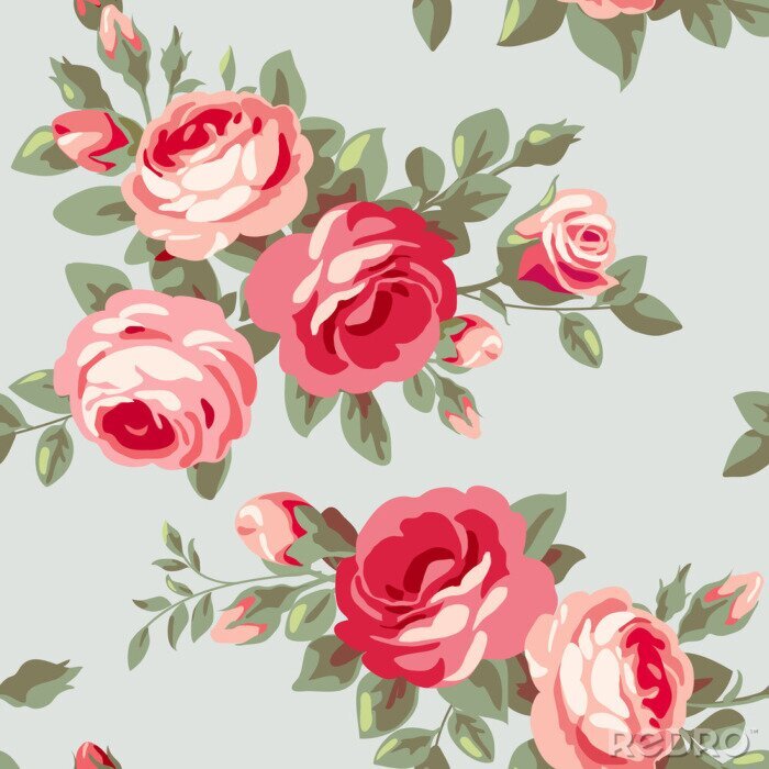 Sticker Retro rozen met bladeren