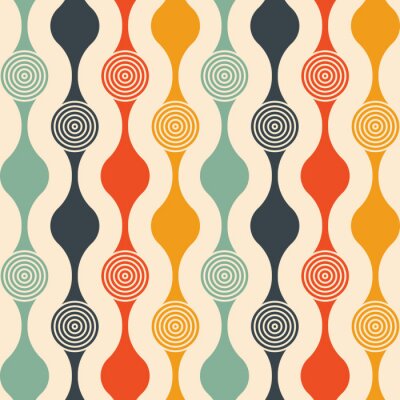 Behang Retro seamless pattern - colorful nostalgic background design with circles
